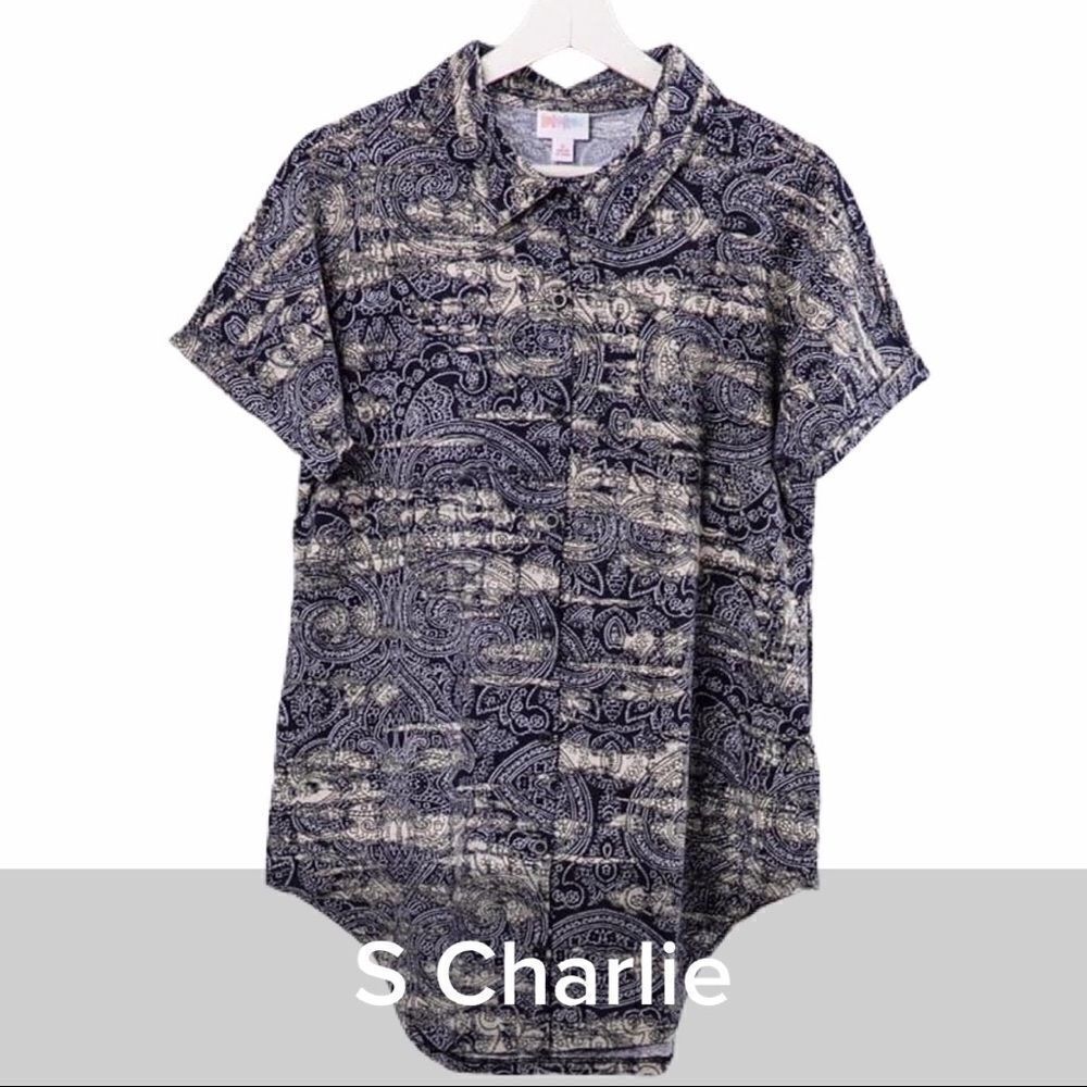 Lularoe Charlie Short Sleeve Button Up Top Small